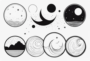 A series of moons in different phases tattoo idea