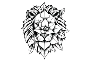 Lion with jasmine flower around it tattoo idea