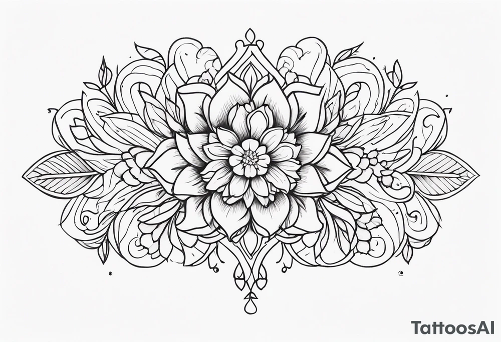 small long ornate floral sternum tattoo tattoo idea