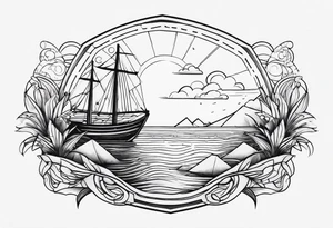 small Beachy travel not detailed tattoo idea