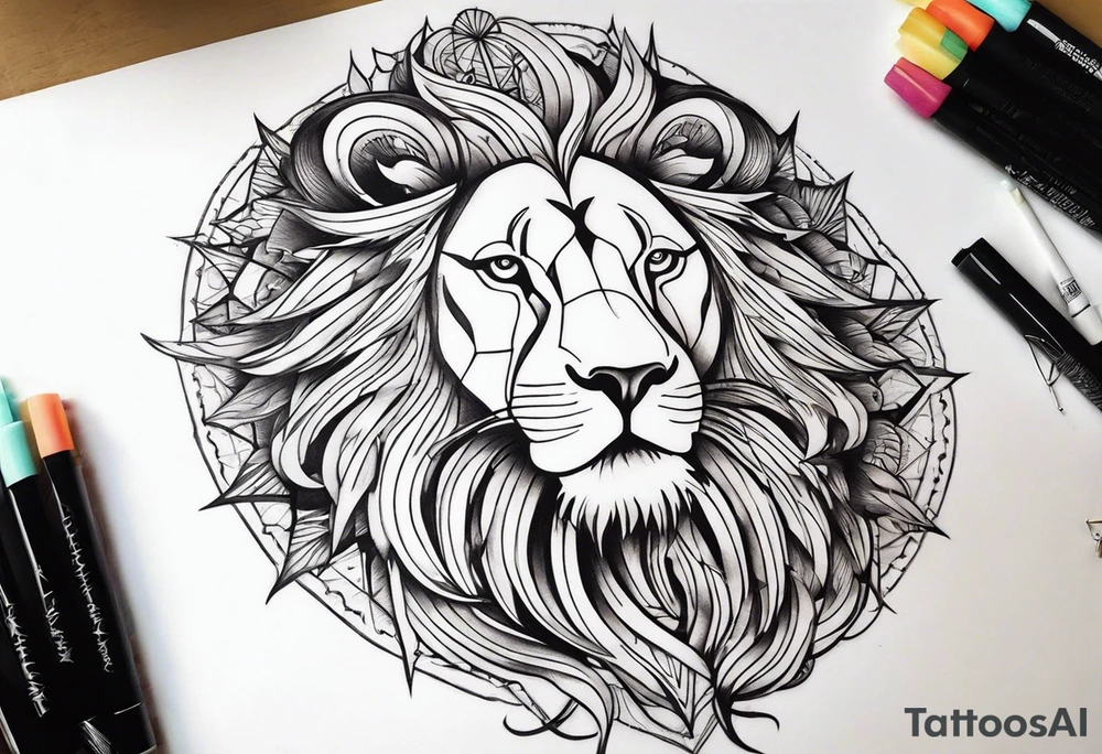 combine a lion, flying kite, and sun burst or light burst into a large tattoo for the shoulder and arm tattoo idea