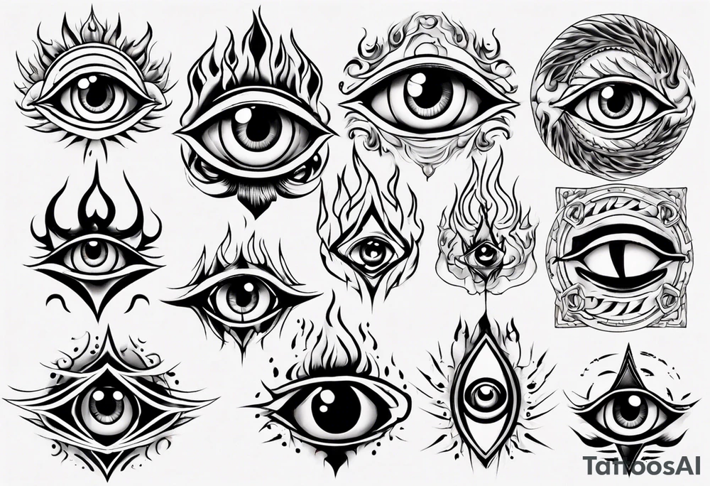 eye with flames tattoo idea
