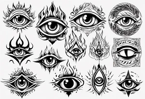 eye with flames tattoo idea