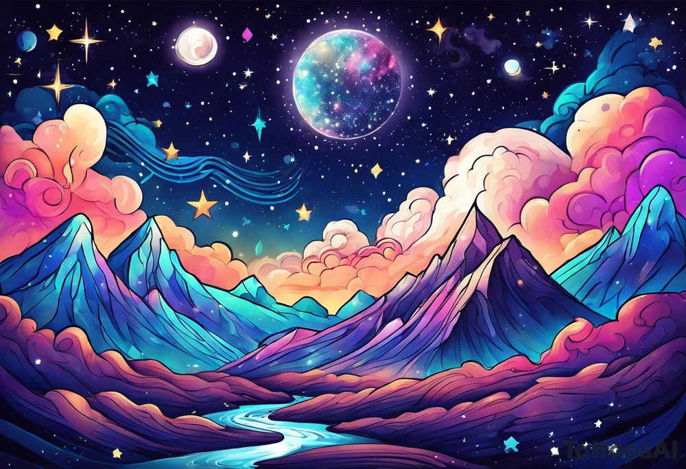 milky way galaxy with a cloudy pattern tattoo idea