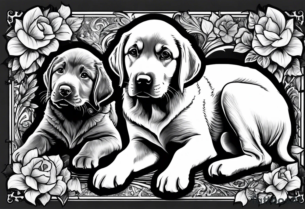 LABRADOR PLAYING WITH CHILDREN tattoo idea