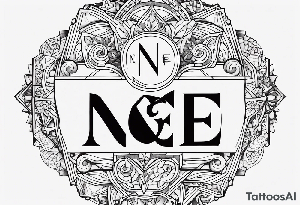 a tattoo below the ear written "N&E" tattoo idea