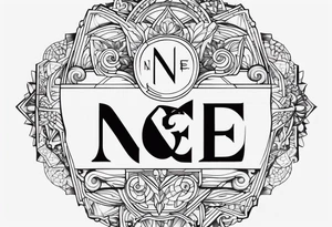 a tattoo below the ear written "N&E" tattoo idea