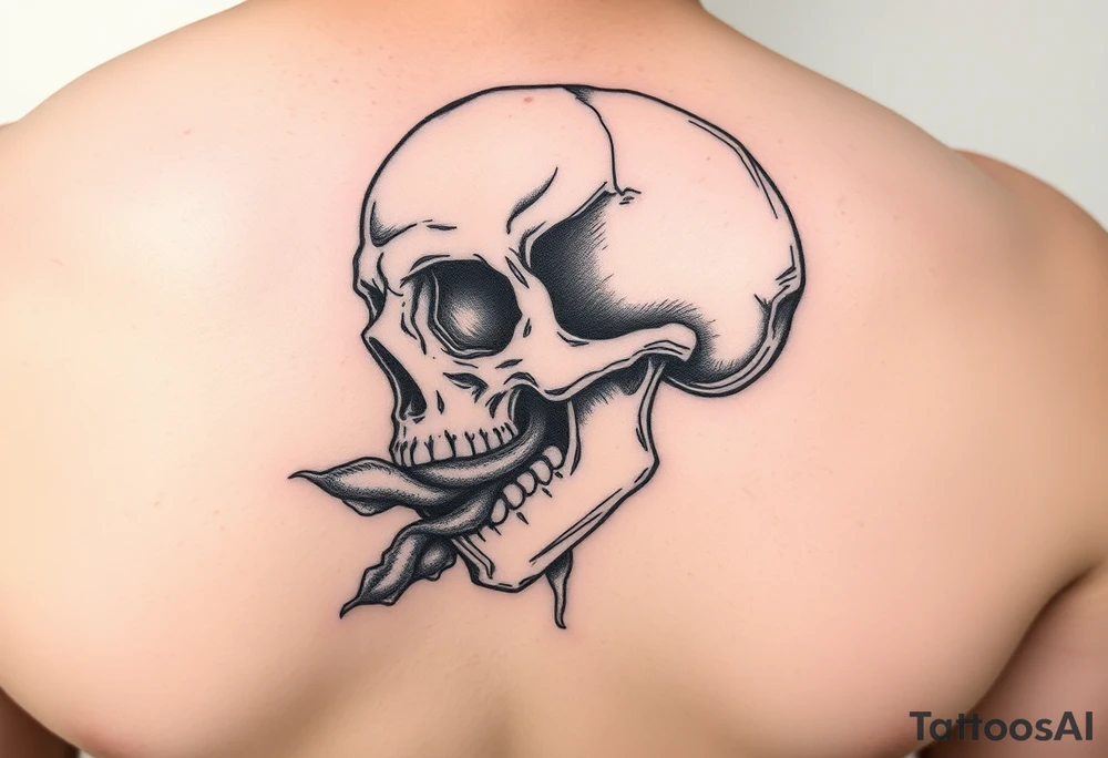 left side of a skull with 'The Last Of Us' fungus out of its eyes and mouth tattoo idea