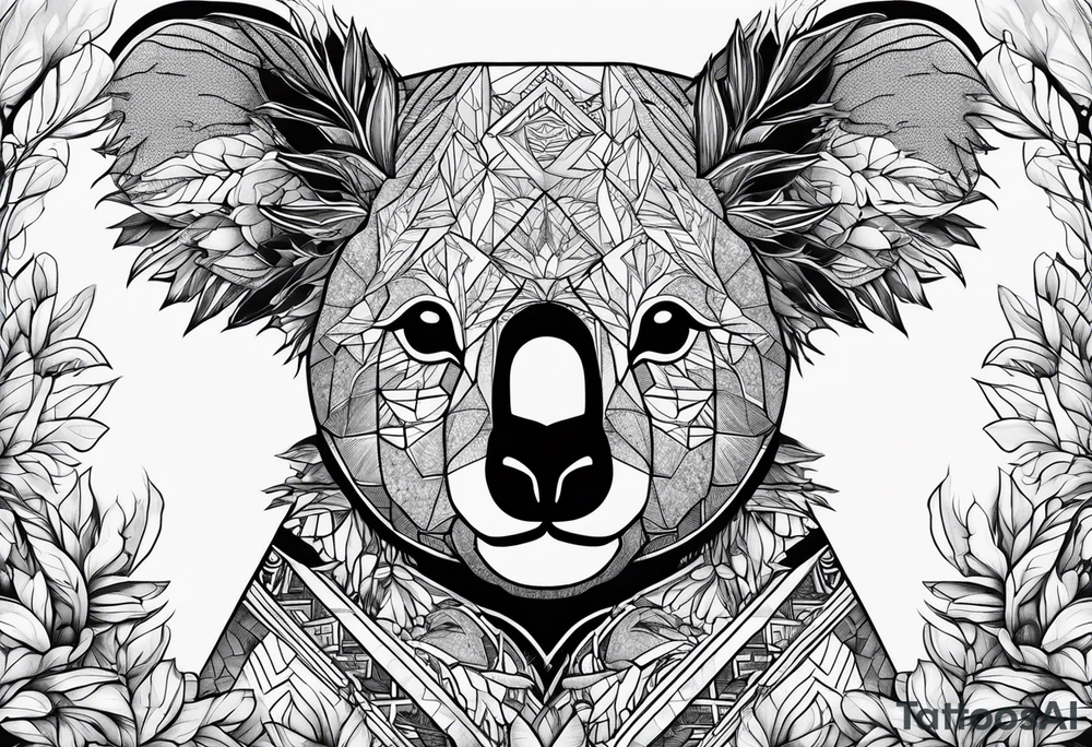 Koala samouraï forêt tattoo idea