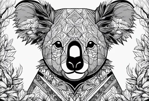 Koala samouraï forêt tattoo idea