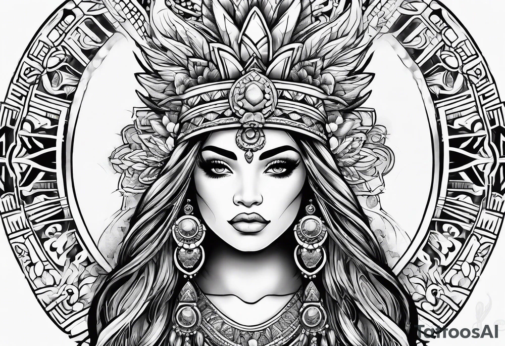 Aztec mermaid tattoo idea