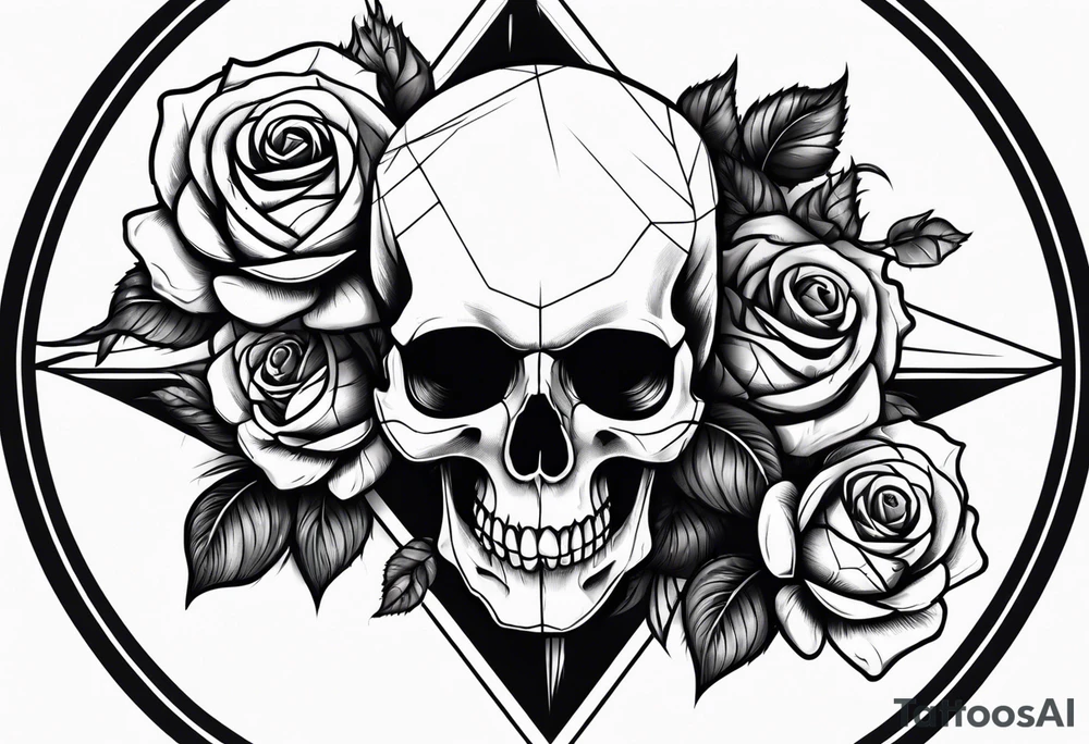 skull and roses tattoo idea