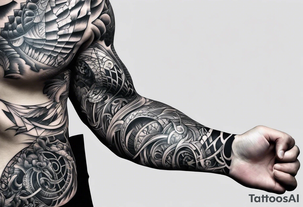 biomechanical arm sleeve tattoo idea