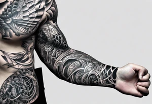 biomechanical arm sleeve tattoo idea