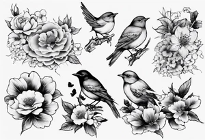 Nature Blooming, sleeve, robins, sleeve tattoo tattoo idea