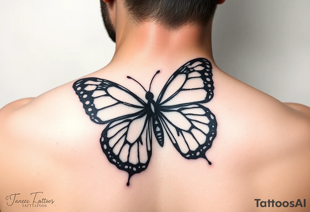 Half butterfly behind ear tattoo idea