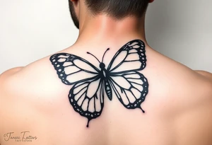 Half butterfly behind ear tattoo idea