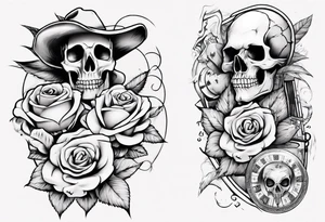 Half-sleeve with roses, beach theme and gambling tattoo idea