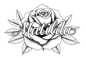 The name ‘Matilda’ in a rose tattoo idea