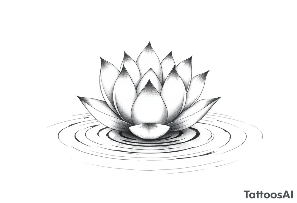 serene lotus flower emerging from sacred waters with ripples tattoo idea