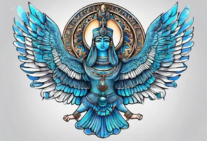 Isis egypt god, light blue tattoo idea