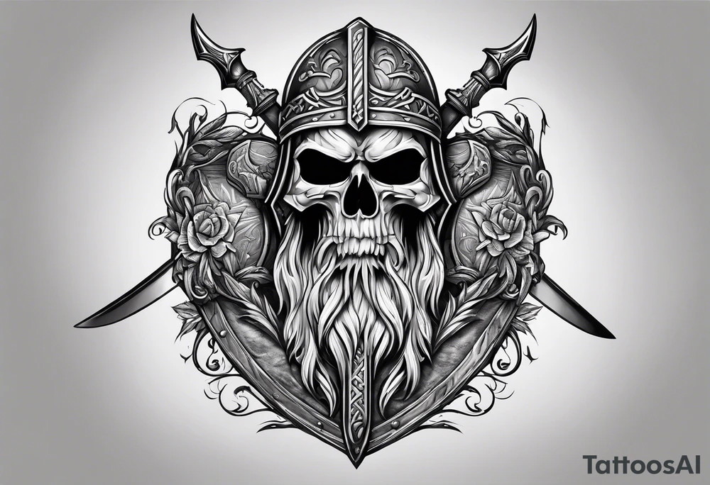 Valhalla sword shield  axe tattoo idea