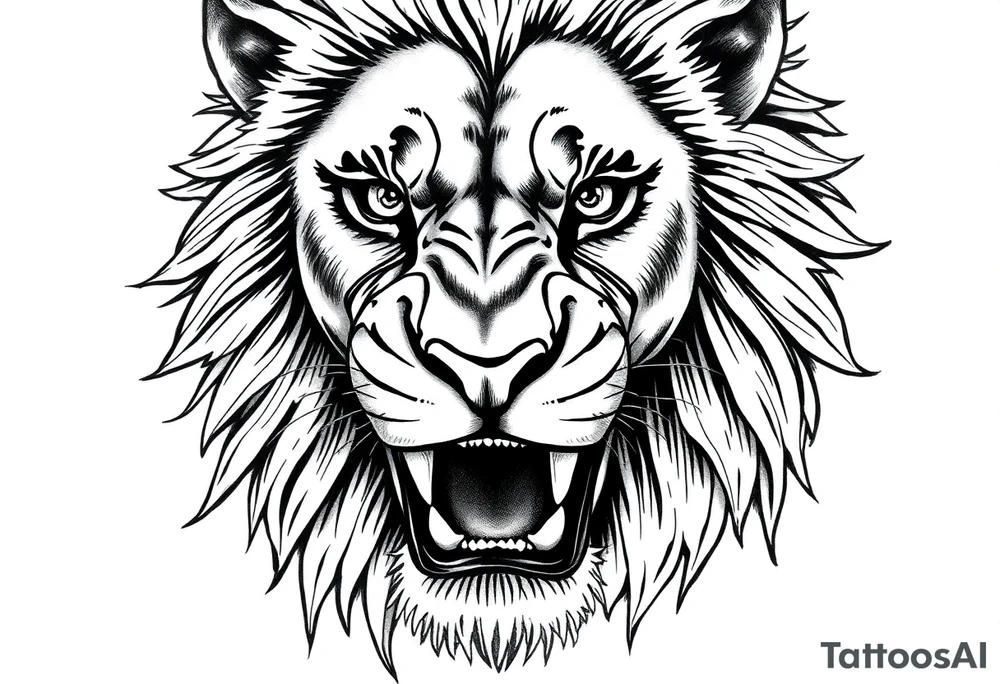 an image of a fierce lion from jamaica close up tattoo idea