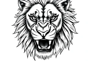 an image of a fierce lion from jamaica close up tattoo idea