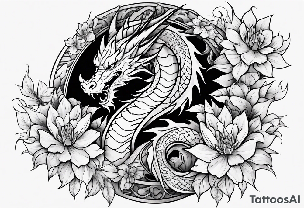 Dragon flower tattoo idea
