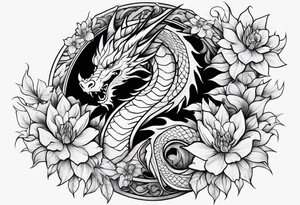 Dragon flower tattoo idea