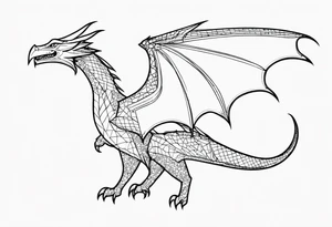 Elegant wyvern with fine lines on the background of the constellation elegant tattoo idea