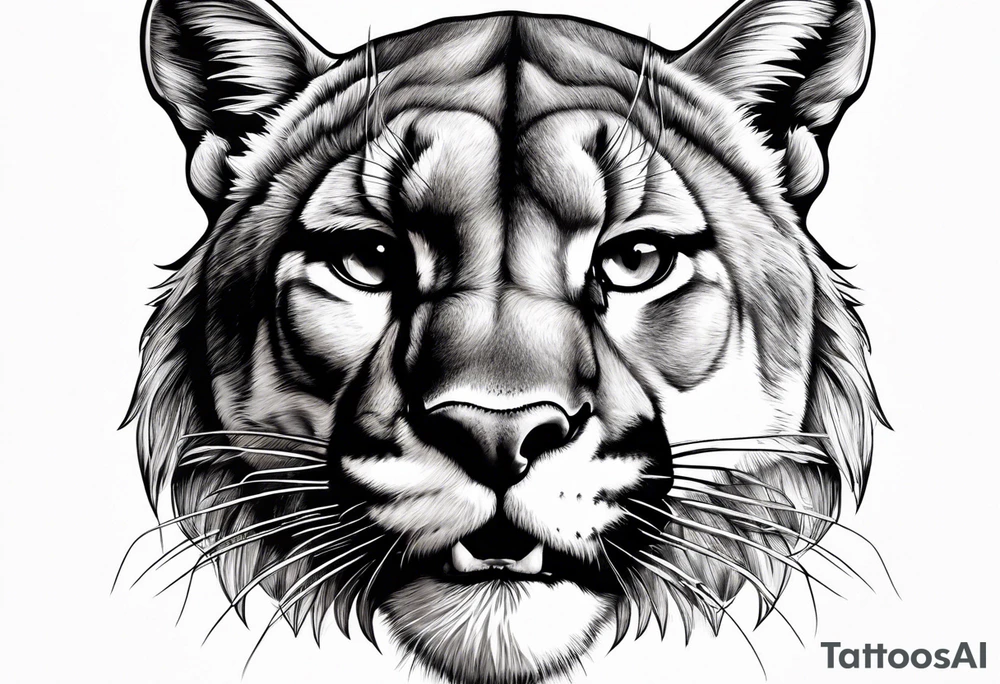 mountain lion face, teeth showing tattoo idea