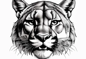 mountain lion face, teeth showing tattoo idea