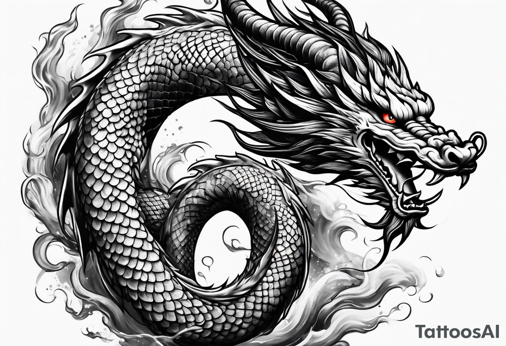 japanese dragon climbing tattoo idea
