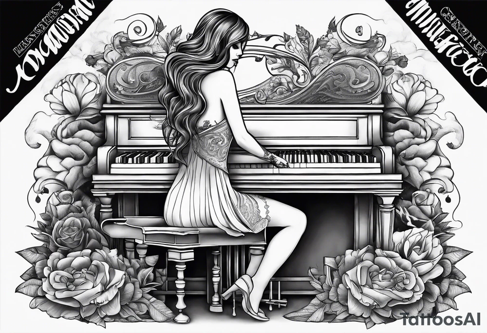 dead girl playing piano tattoo idea