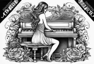 dead girl playing piano tattoo idea
