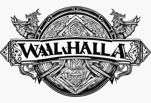 Valhalla shield sword valknut lion dragon tattoo idea