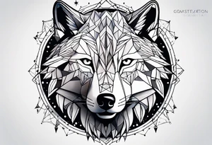 Constellation, animal wolf, géométric tattoo idea