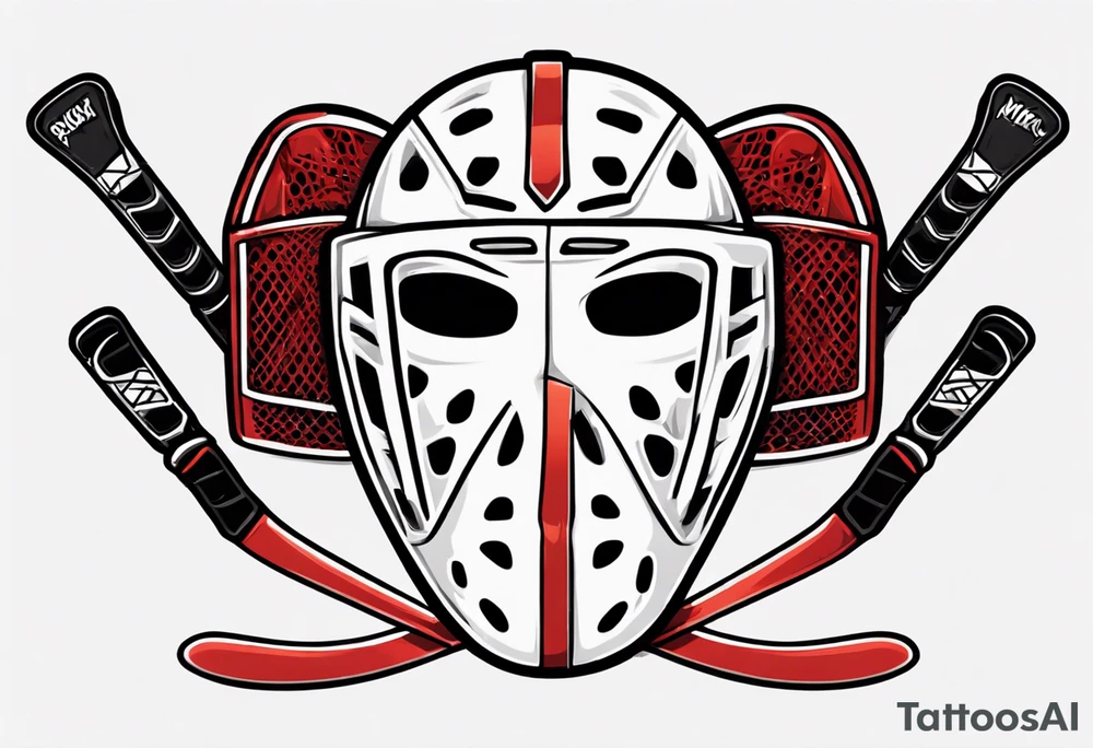 a goalie mask and crossed hockey sticks that says "SHOT HOCKEY" tattoo idea