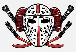 a goalie mask and crossed hockey sticks that says "SHOT HOCKEY" tattoo idea