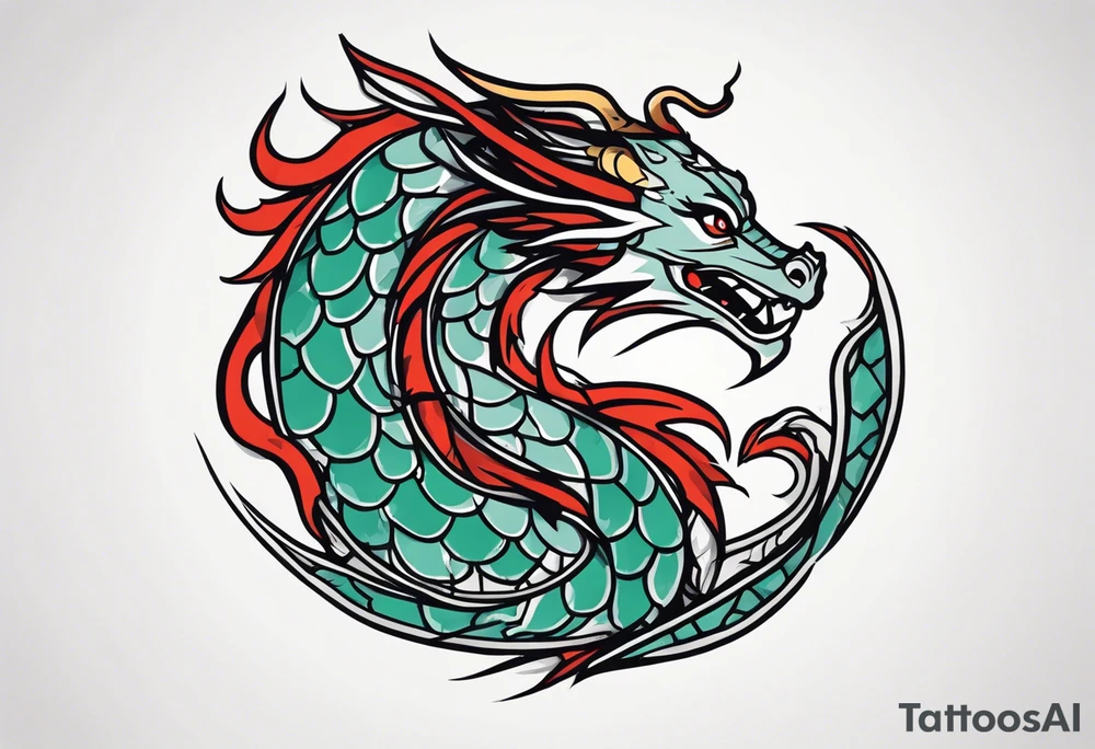 Dragon in color minimalism tattoo idea