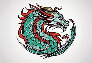 Dragon in color minimalism tattoo idea