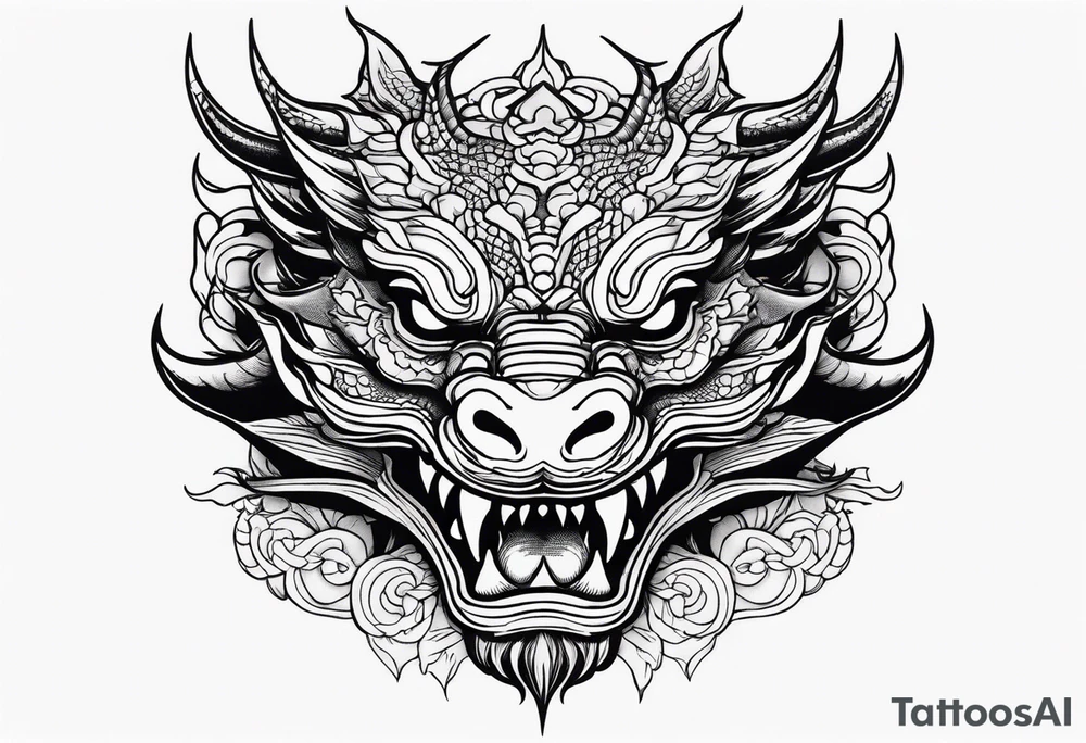 Dragon head facing front, tattoo should look old school Japanese way tattoo idea