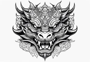 Dragon head facing front, tattoo should look old school Japanese way tattoo idea
