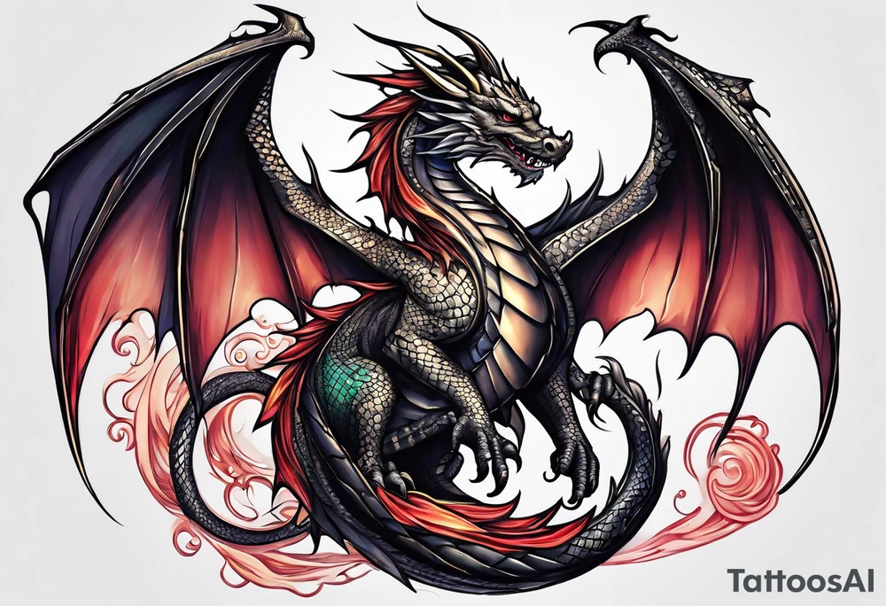 Half sleeve cards and dragons tattoo idea