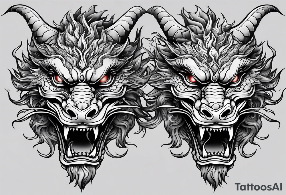 dragon mask fire tattoo idea