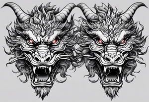 dragon mask fire tattoo idea