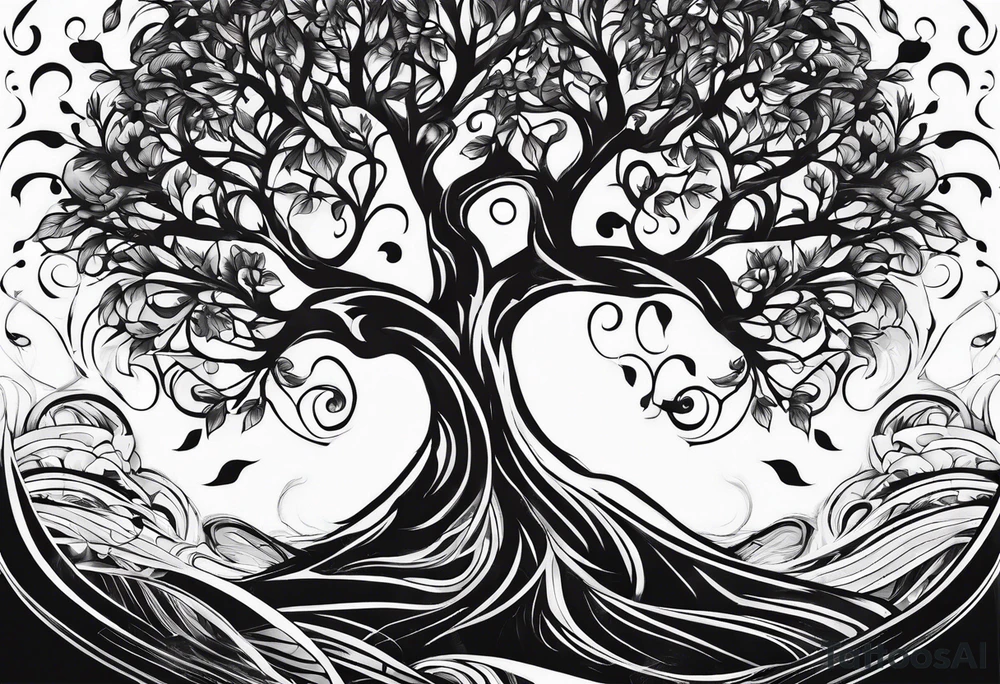 fire tree tattoo idea