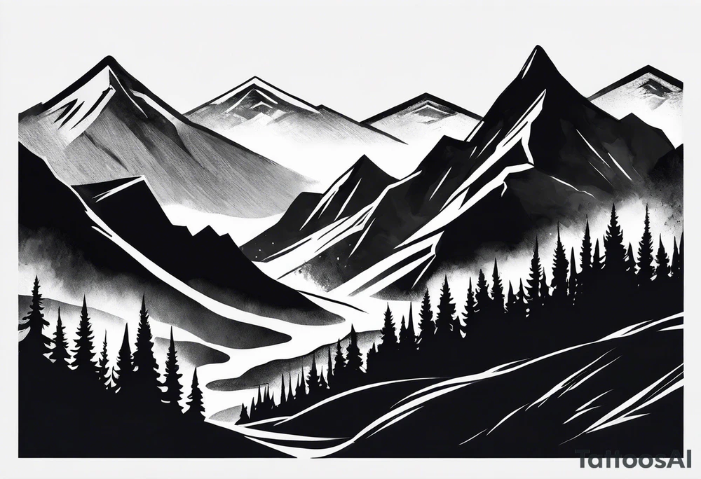 Small
Black
Mountain 
Silhouette tattoo idea