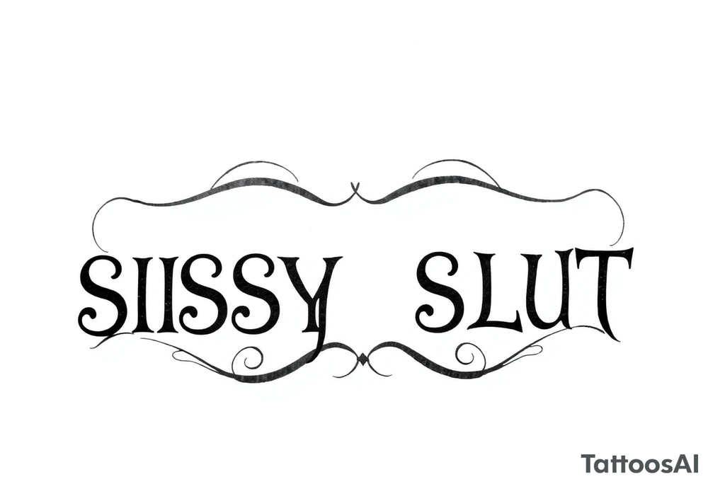 Slutty ass cheeks tattoo bold print large and tribal like design saying SISSY SLUT tattoo idea